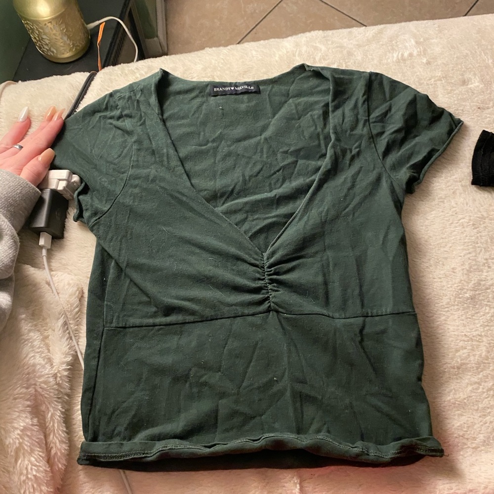 Green cropped scrunched tee